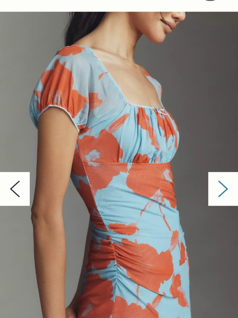 NWT Maeve Puff-Sleeve Square-Neck Mesh Midi Dress - Picture 3 of 9